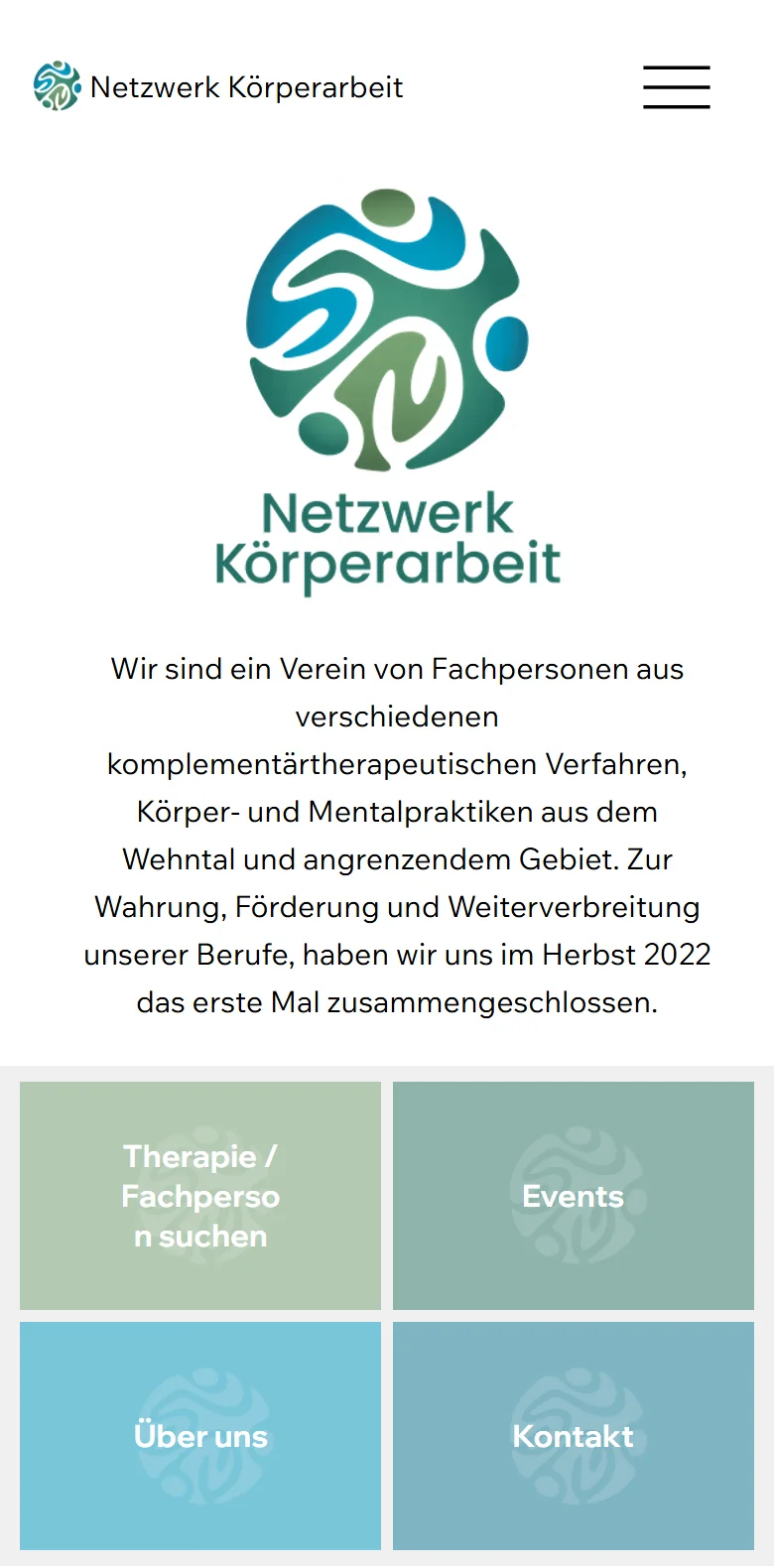 Website von Netzwerk Körperarbeit am Handy